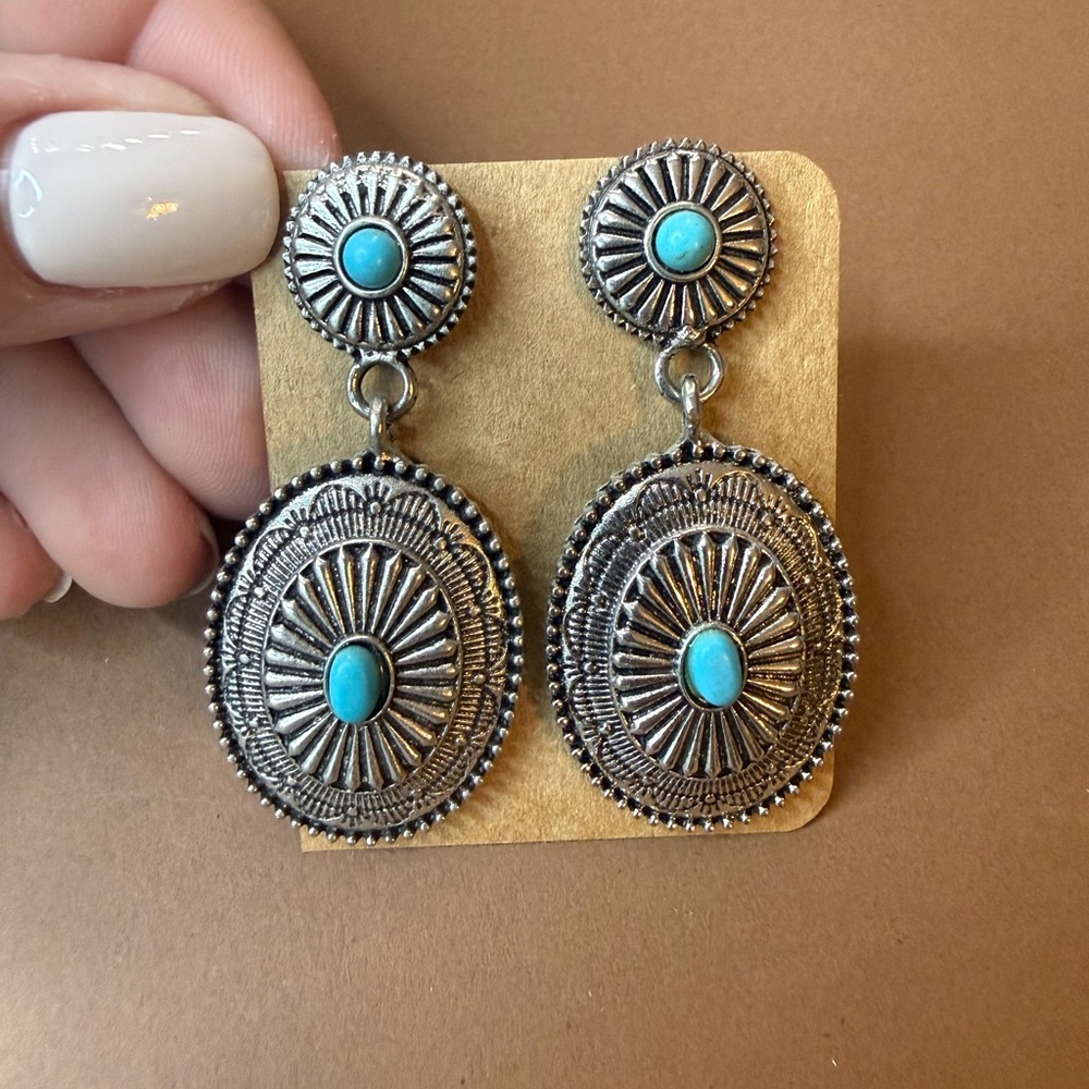🩵BUNDLE AND SAVE 🩵(3/$16) Sterling-Tone Turquoise Drop Earrings - Women Jewelry